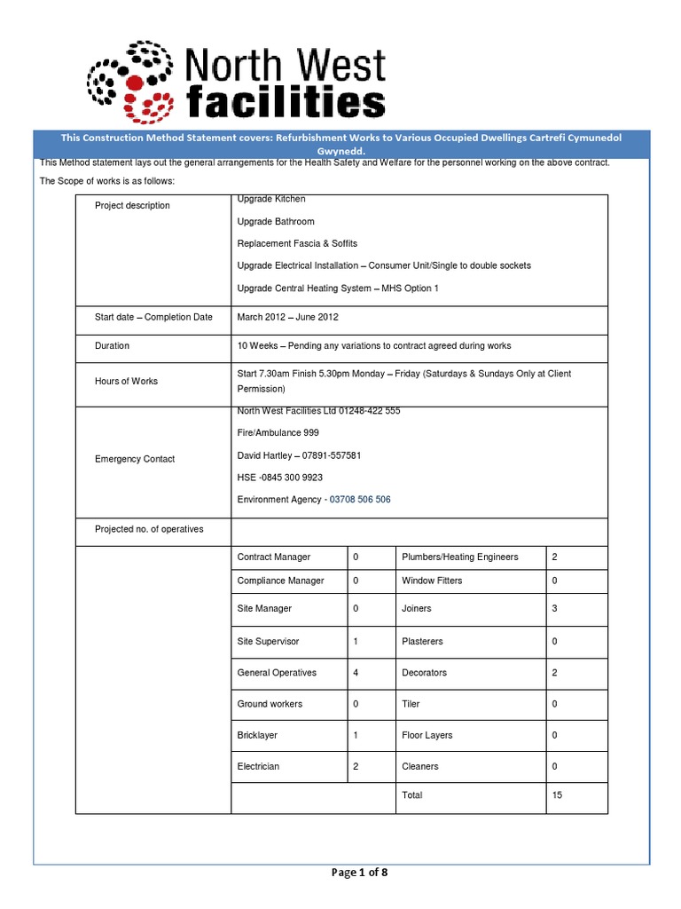 Construction Method Statement for Refurbishment | PDF | Scaffolding ...