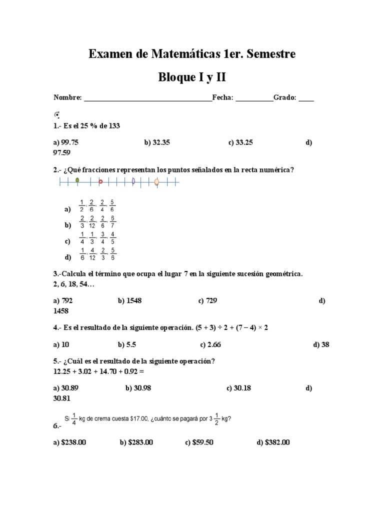 Examen de Matemáticas Secundaria | PDF