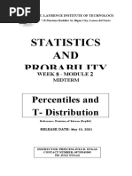 WEEK 8 Percentiles and T Distribution