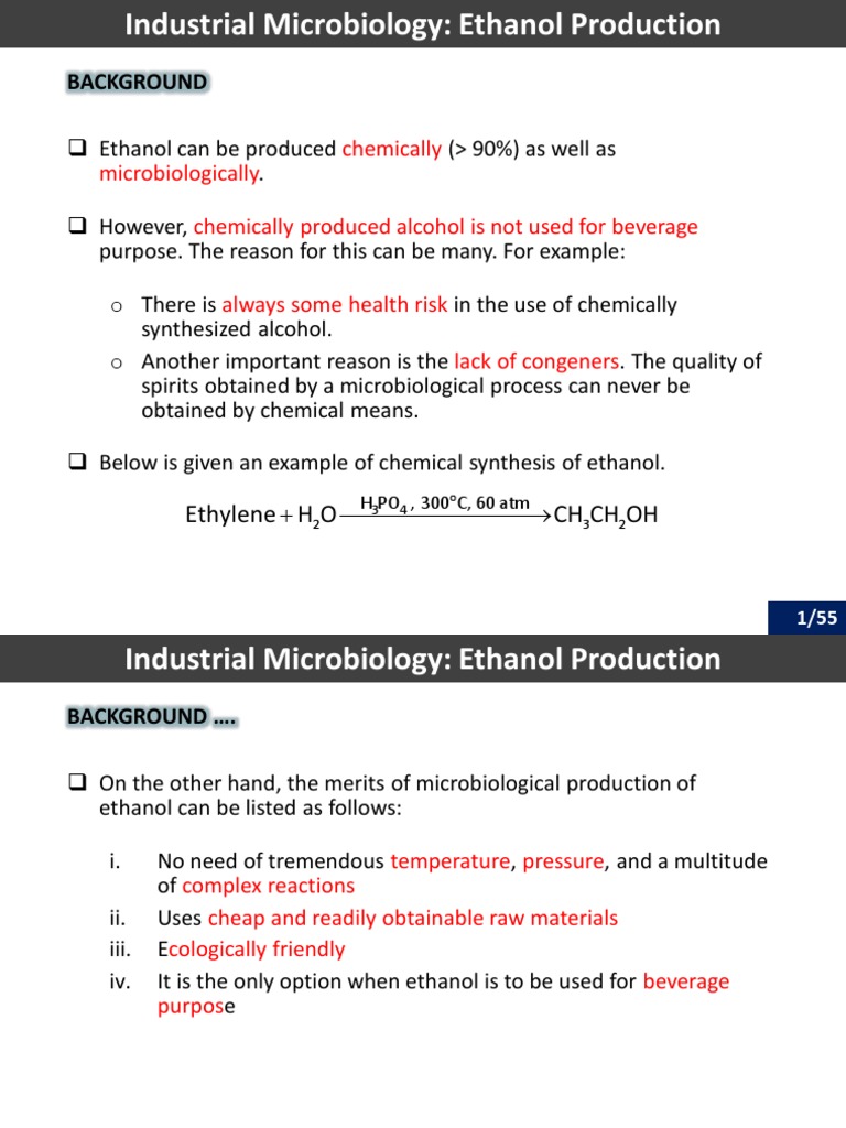 Microbiological Production Of Ethanol An Overview Of The Industrial