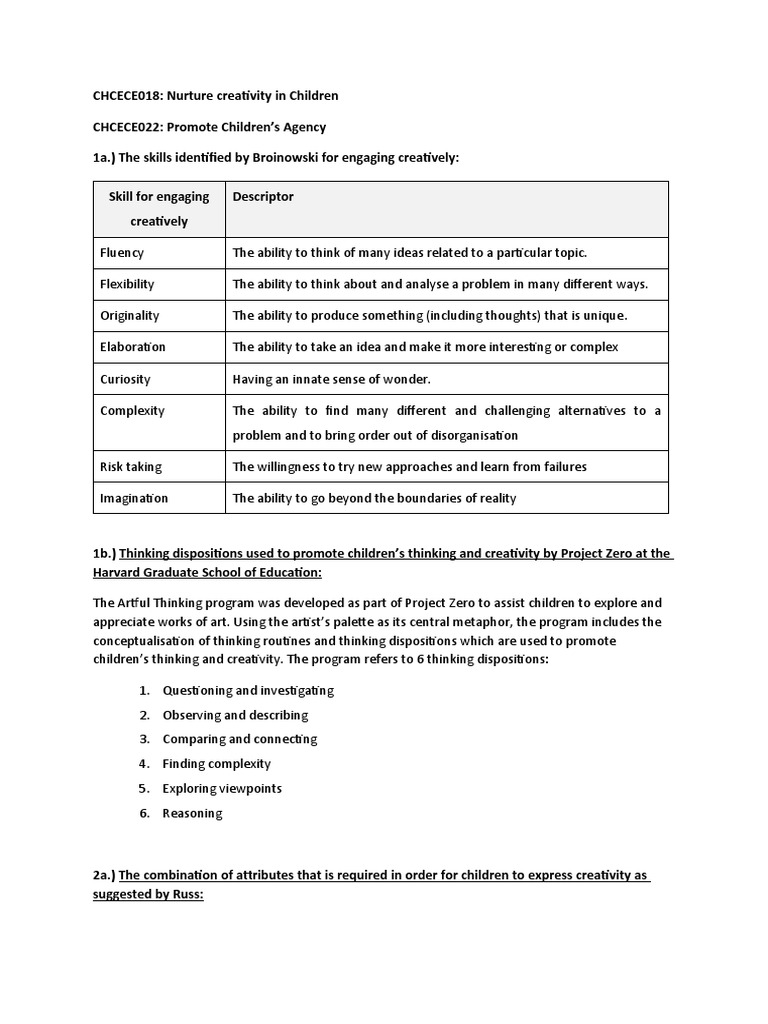 Nurturing Creativity in Children | PDF | Creativity | Thought