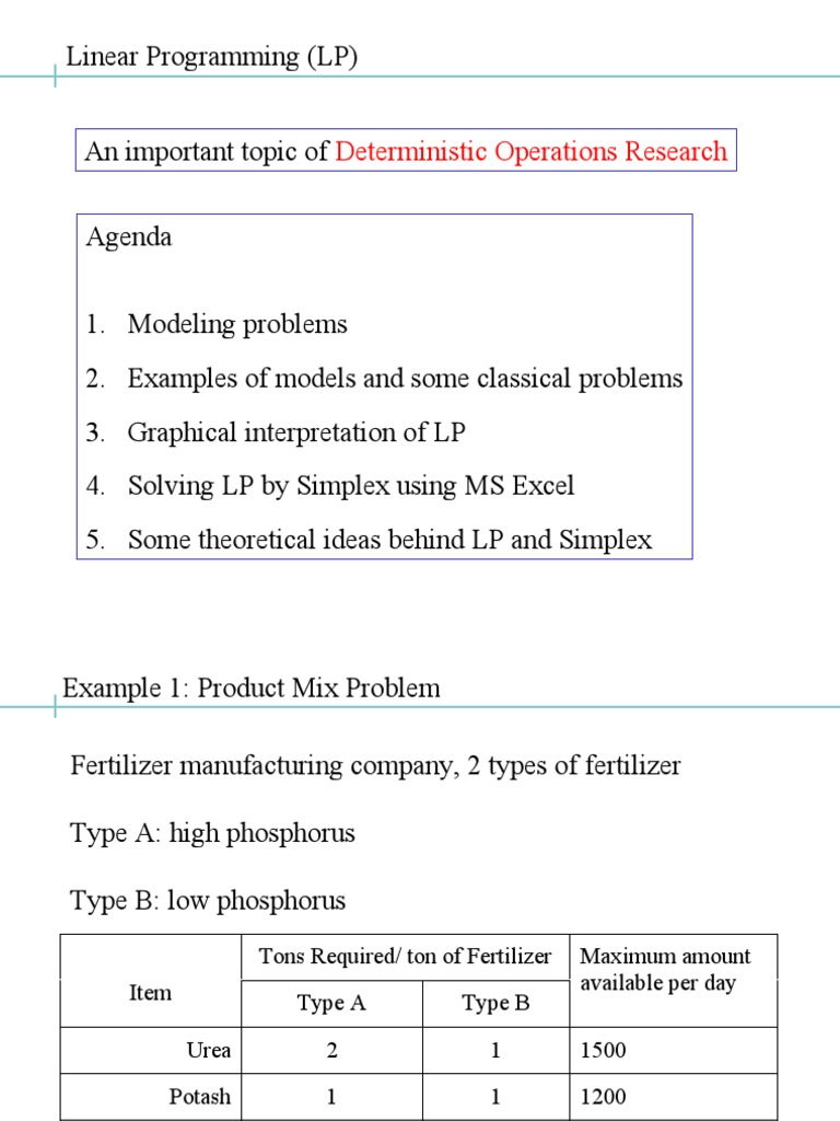 Linear Programming (LP) : Deterministic Operations Research | PDF ...