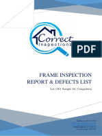 Frame Inspection Report & Defects List: Lot 1461 Sample DR, Craigieburn