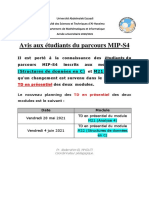 Avis Aux Étudiants Du Parcours MIP-S4: M22 (Structures de Données en C) M21 (Analyse 4)