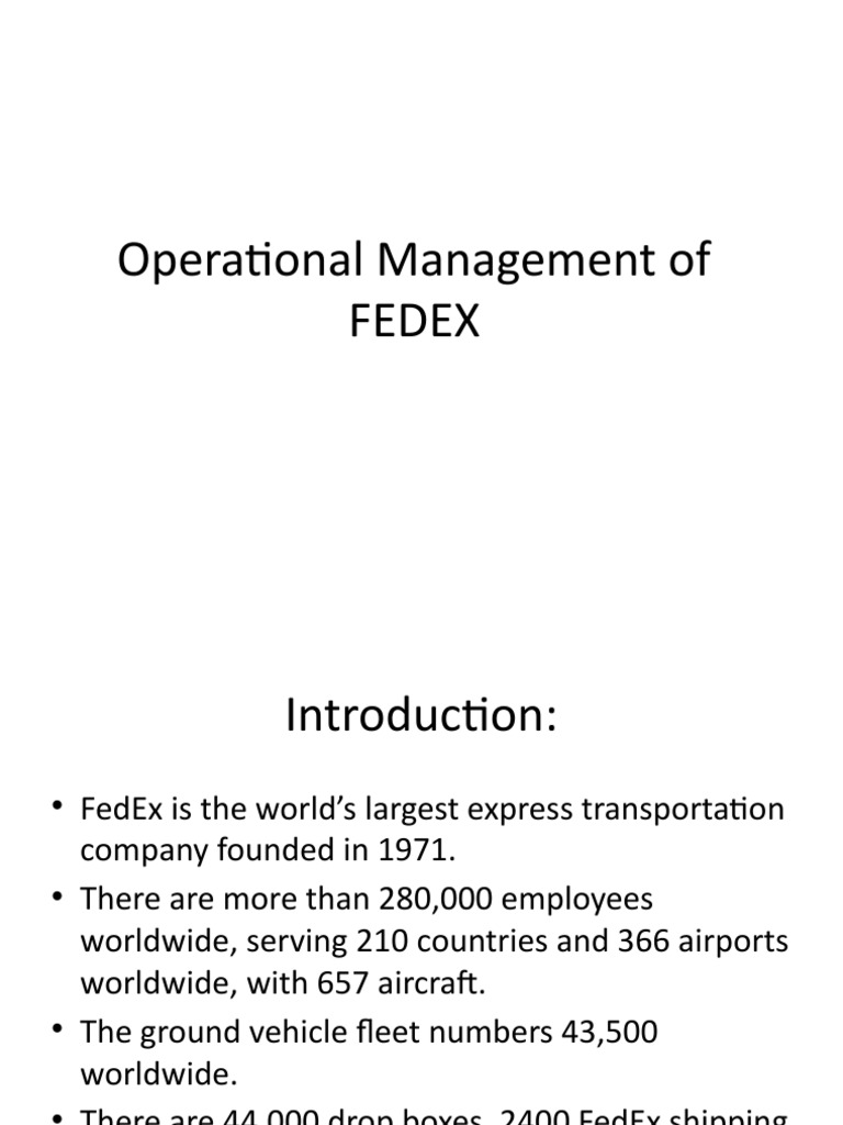 FedEx Operations Management Overview | PDF | Logistics | Supply Chain