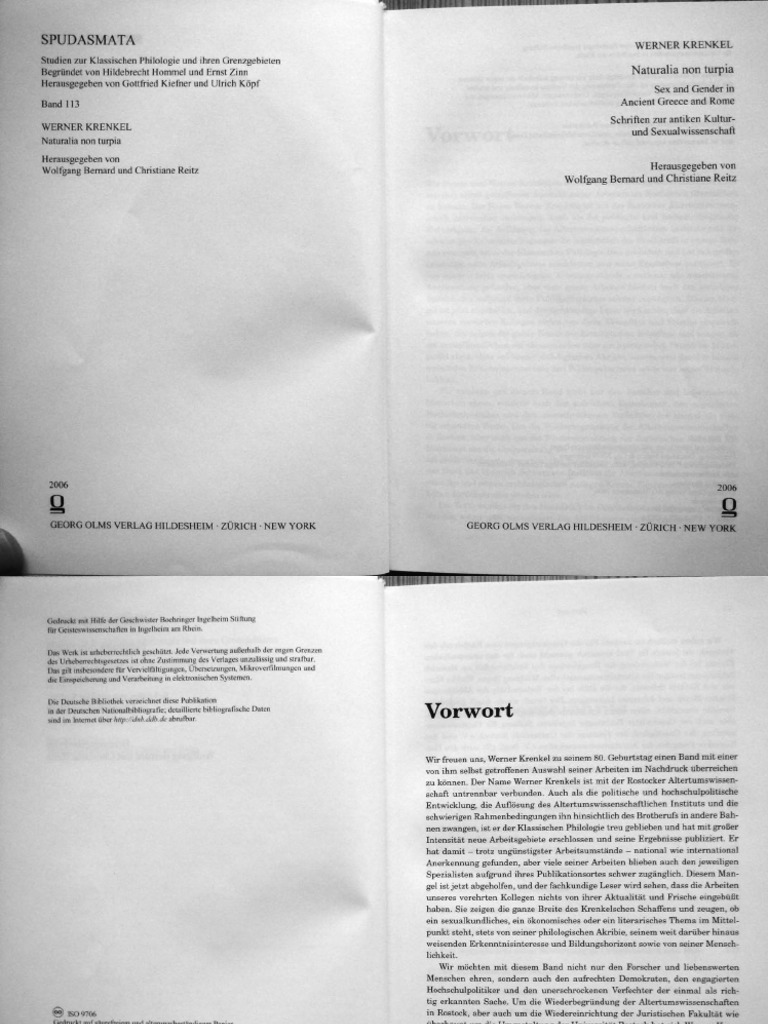 Krenkel, Naturalia Non Turpia. Sex and Gender in Ancient Greece and ...