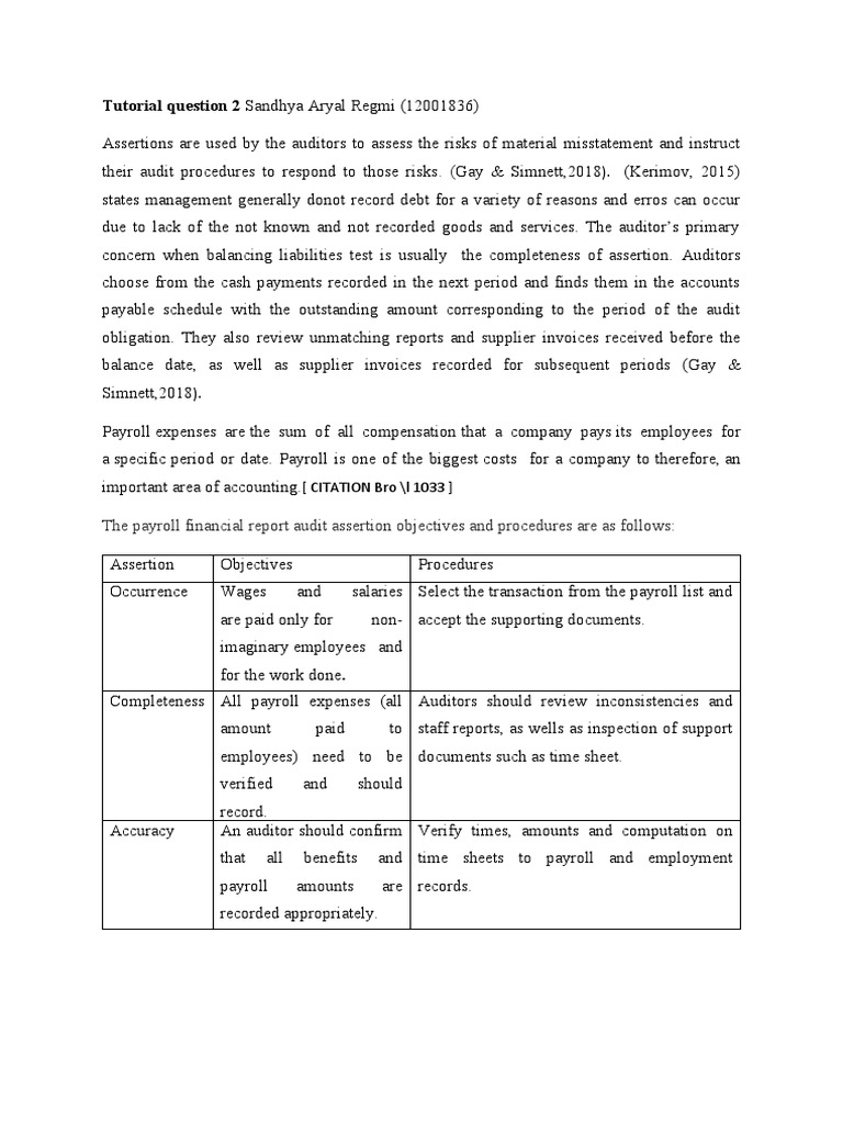 Payroll Audit Assertions and Procedures | PDF | Payroll | Audit