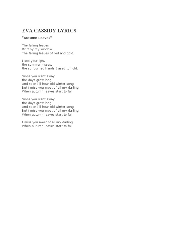 autumn tobacco city lyrics City: Horses Album Review Eva Cassidy - Autumn Leaves