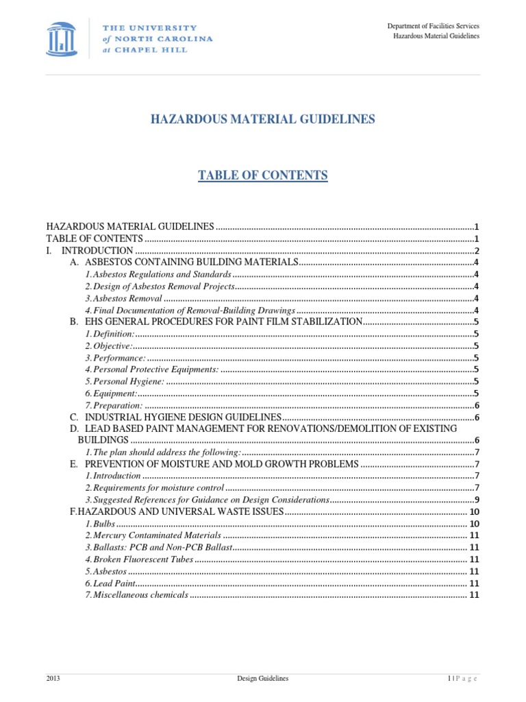 Department of Facilities Services Hazardous Material Guidelines | PDF ...