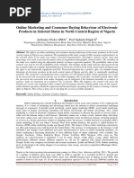 Online Marketing and Consumer Buying Behaviour of Electronic Products in Selected States in North Central Region of Nigeria