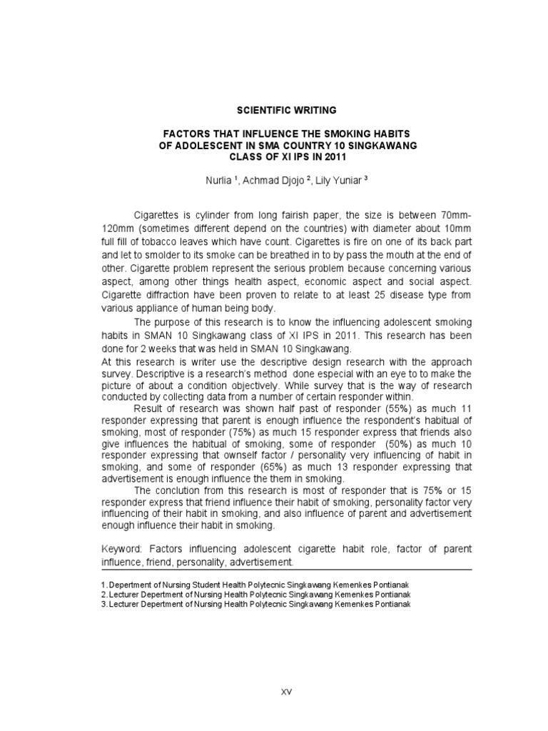 Scientific Writing Factors That Influence The Smoking Habits of