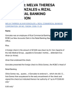 Case Digest: MELVA THERESA Alviar Gonzales V. Rizal Commercial Banking Corporation