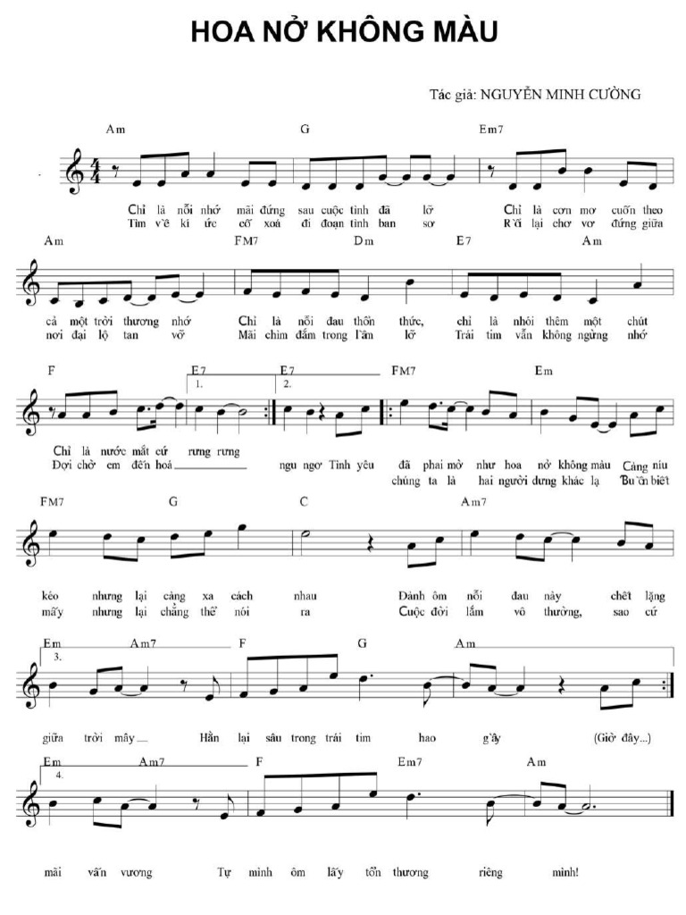 Hoa No Khong Mau Sheet | PDF