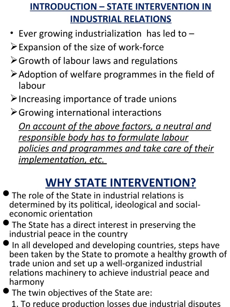 State Intervention in Industrial Relations | PDF | Labour Law | Employment