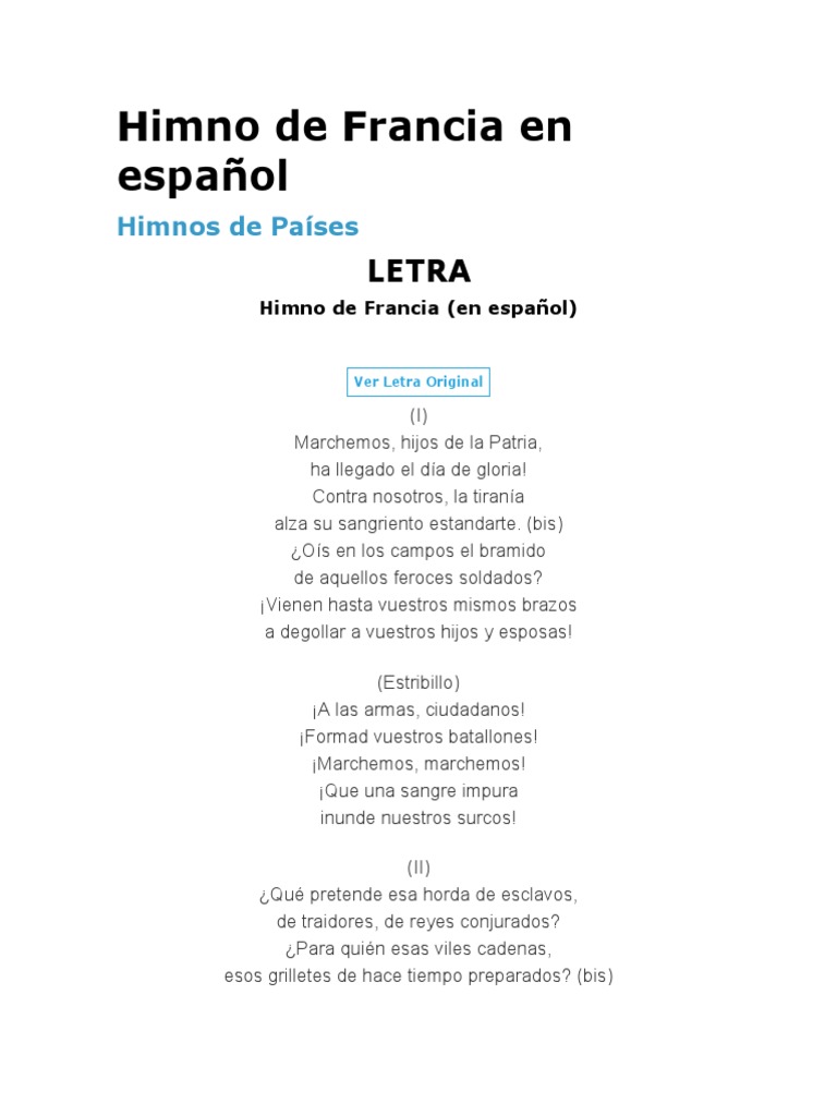 Himno de Francia en Español | PDF | Agitación