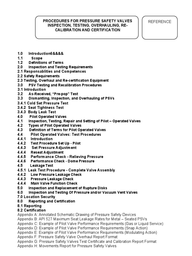 Procedure PSV | PDF | Valve | Leak
