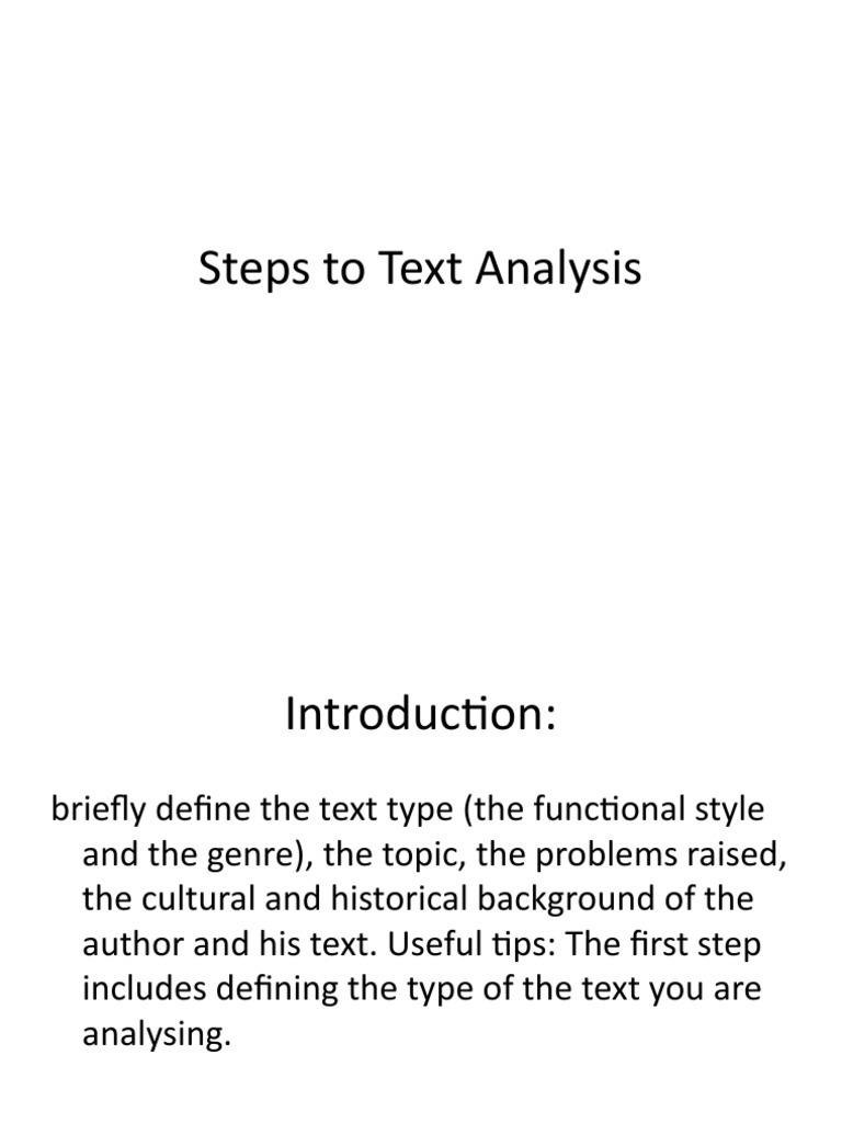 Steps To Text Analysis | PDF | Narration | Poetry