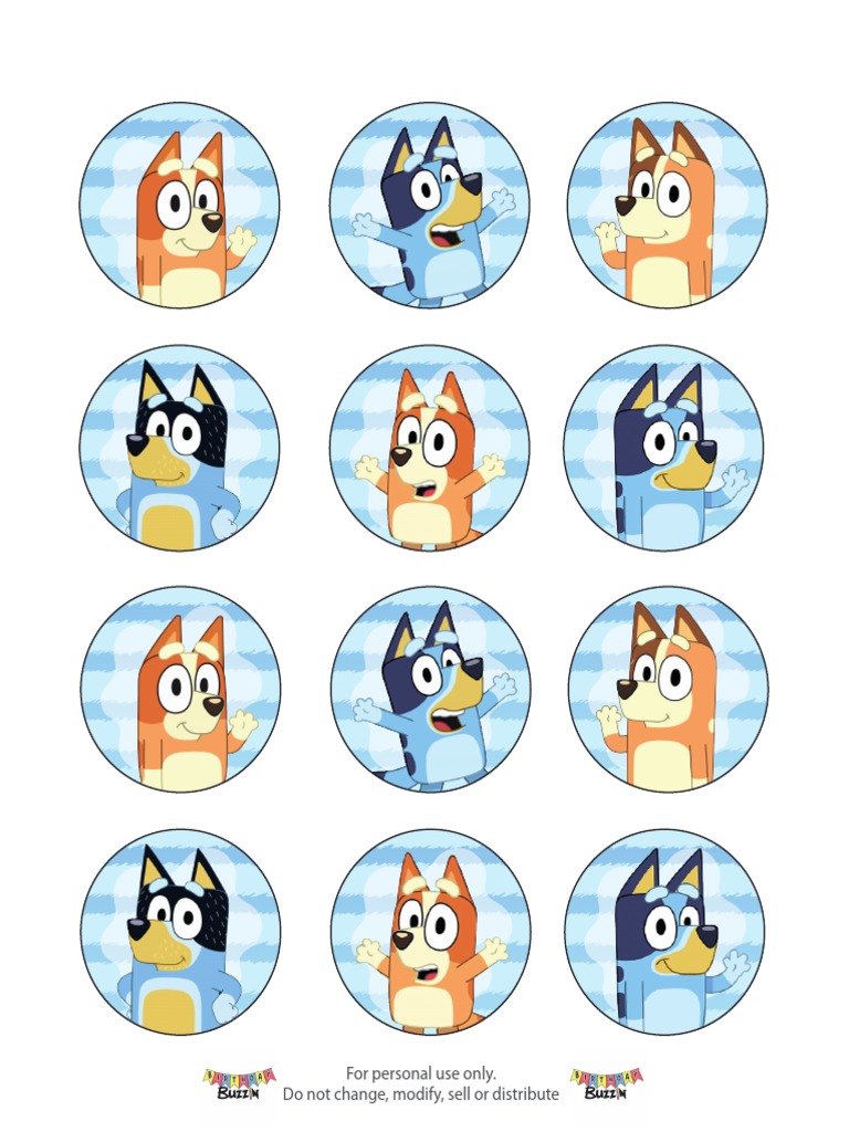 Bluey Cupcake Toppers PDF
