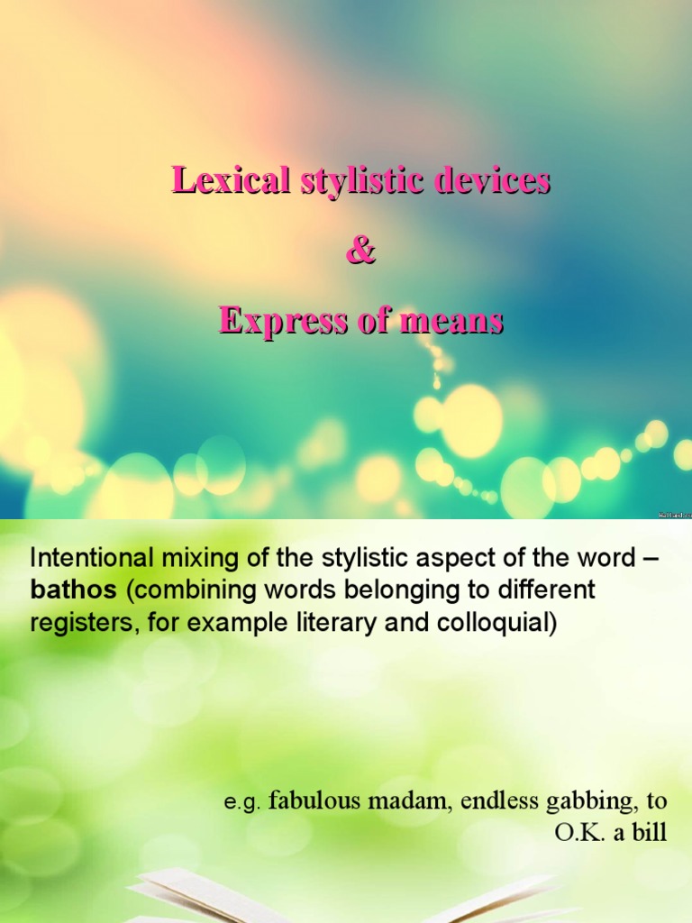 Understanding Lexical Stylistic Devices | PDF | Adjective | Vocabulary