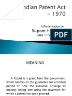 The Indian Patent Act - 1970 