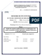 Etude Des Activités Antibactériennes Et Antifongiques Des Huiles Essentielle de Salvia Officinalis, Juniperus Phoenicea Et Et Mentha Puleguim