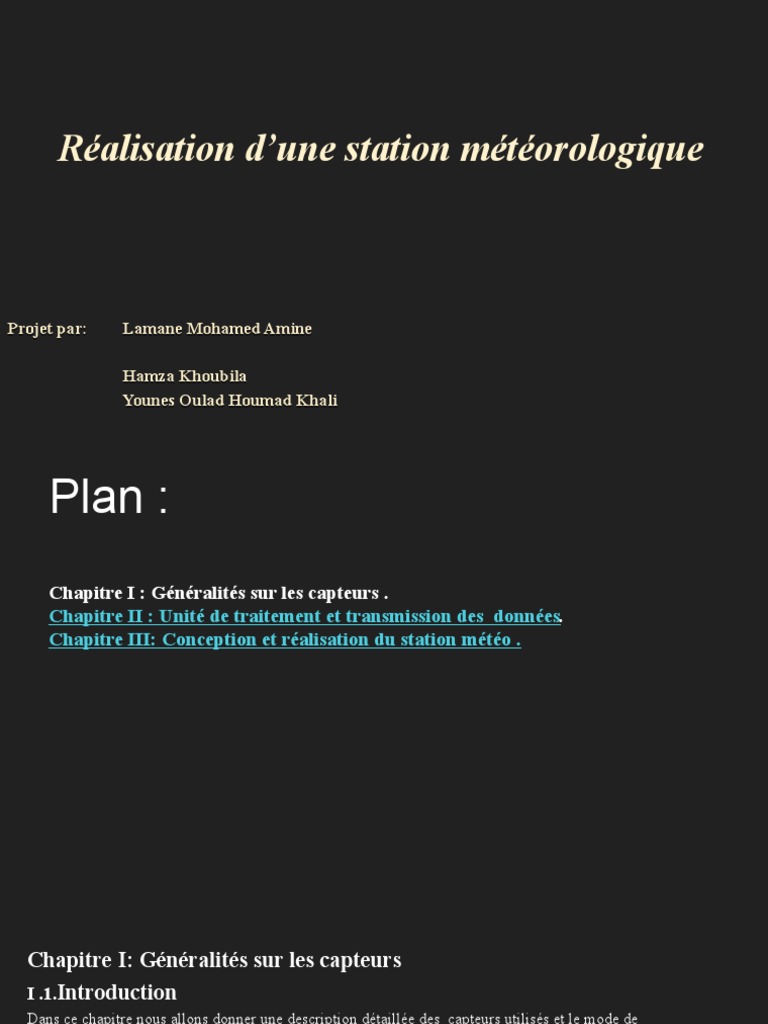 Station Météo à Ouled Houmad | PDF | Wi-Fi | Capteur