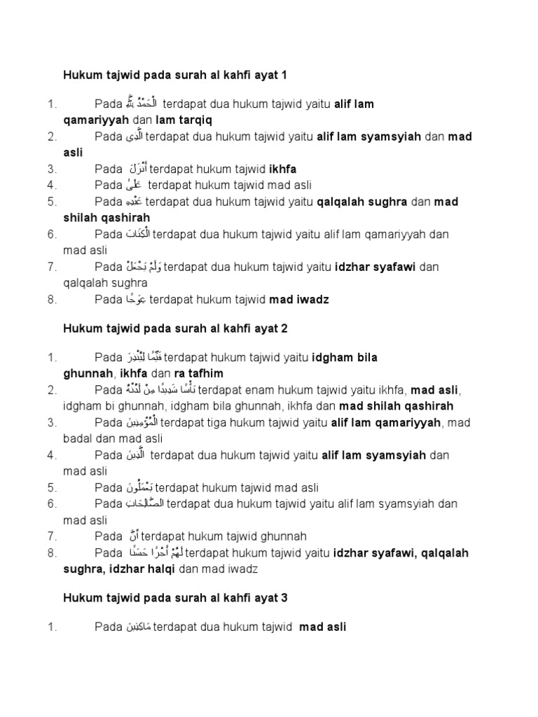 Hukum Tajwid Pada Surah Al Kahfi Ayat 1 Pdf
