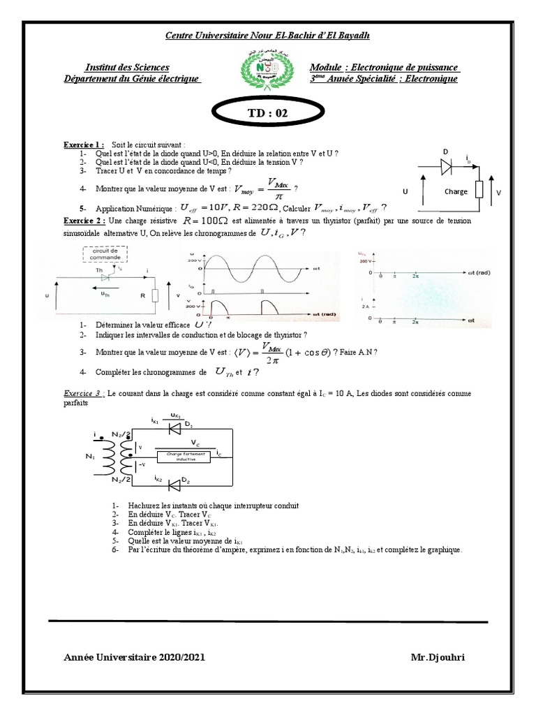 TD 02 Electronique de Puissance ELN | PDF | Électronique de puissance ...