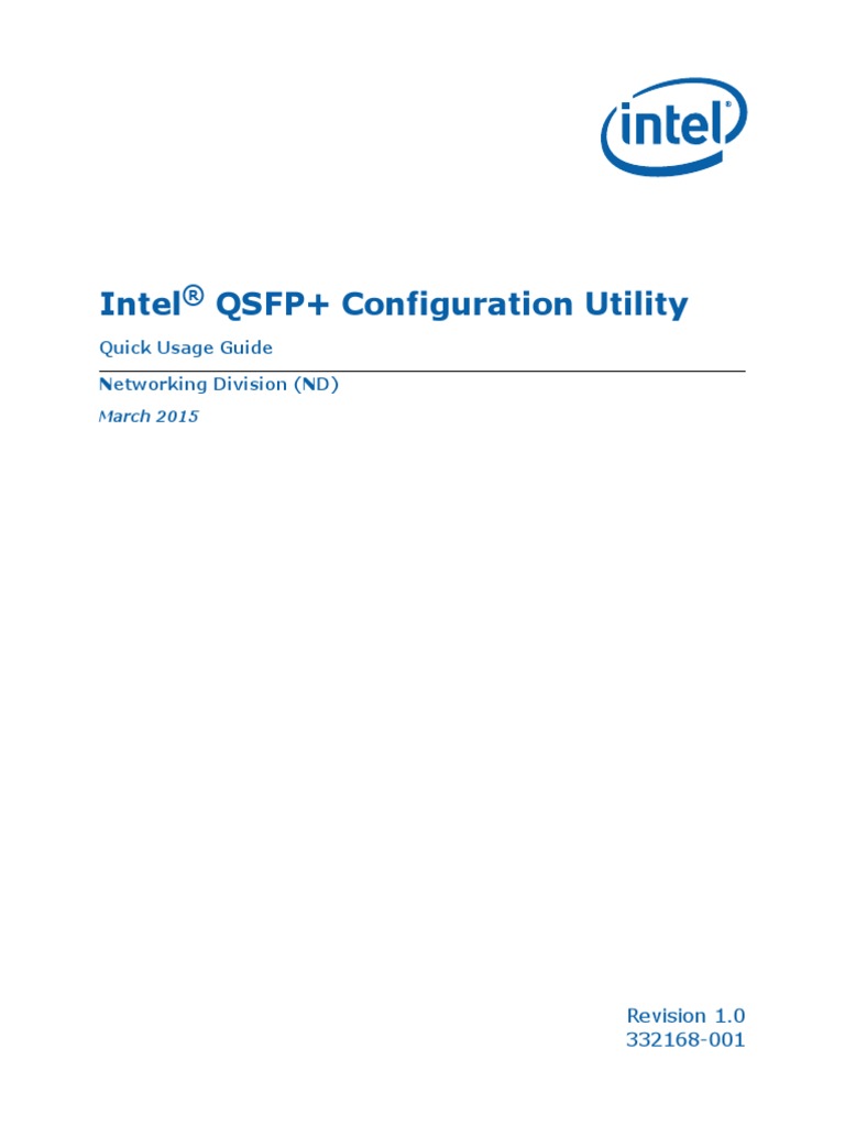 Intel QSFP+ Configuration Utility: Quick Usage Guide Networking ...