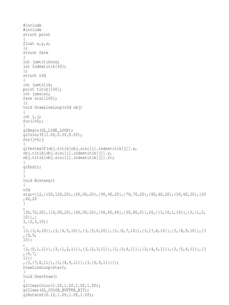 3D Star Drawing in OpenGL | PDF