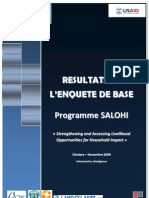 Résultats de L'enquête de Base - Programme SALOHI (USAID, CRS, CARE, ADRA, Land'O'Lakes/2009)
