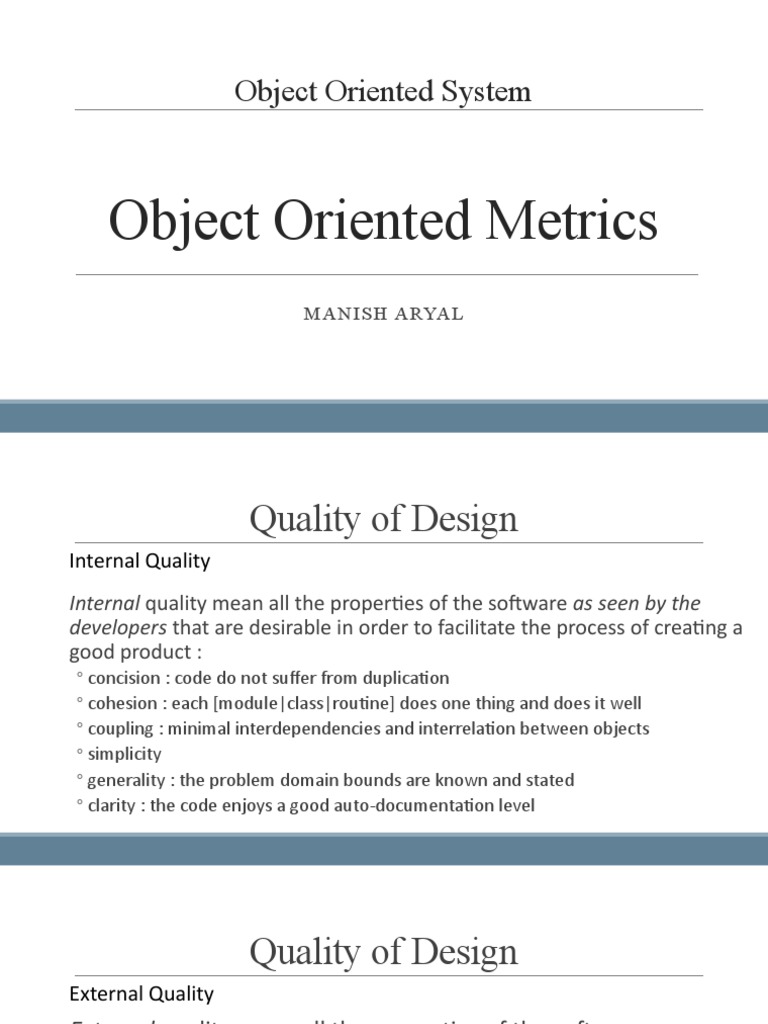 Object-Oriented Design Metrics Guide | PDF | Software Bug | Class ...