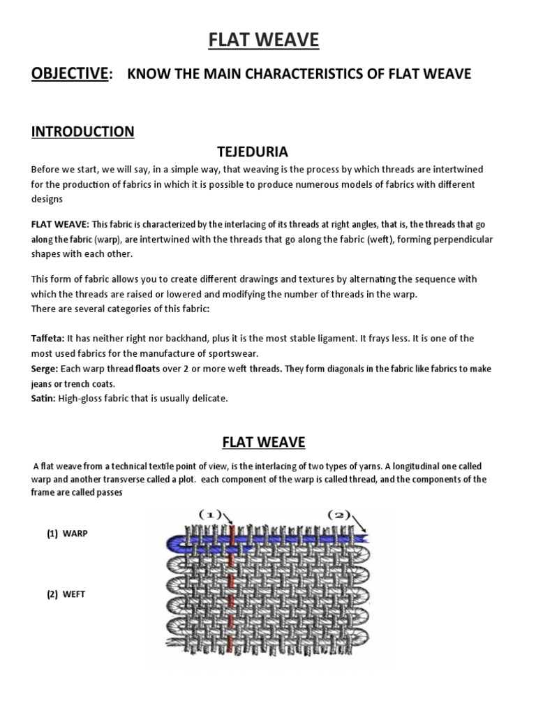 Flat Weave Objective PDF Yarn Textiles