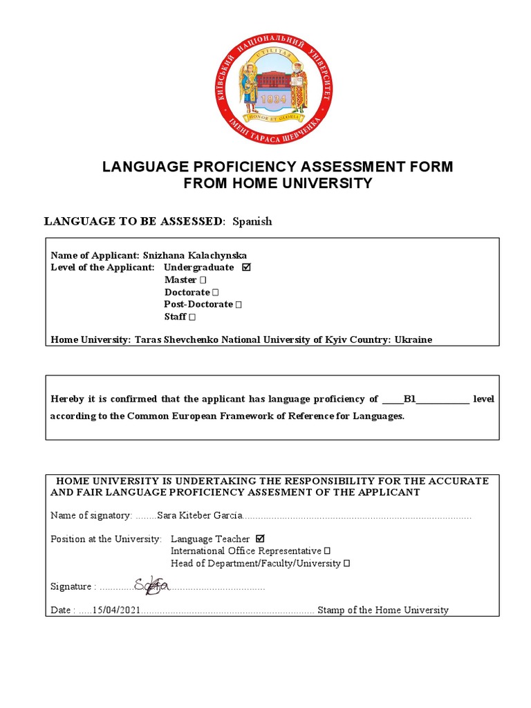 Spanish Language Proficiency Assessment | PDF | Language Education ...