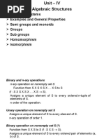 Algebraic Systems Examples and General Properties Semi Groups and Monoids Groups Sub Groups Homomorphism Isomorphism