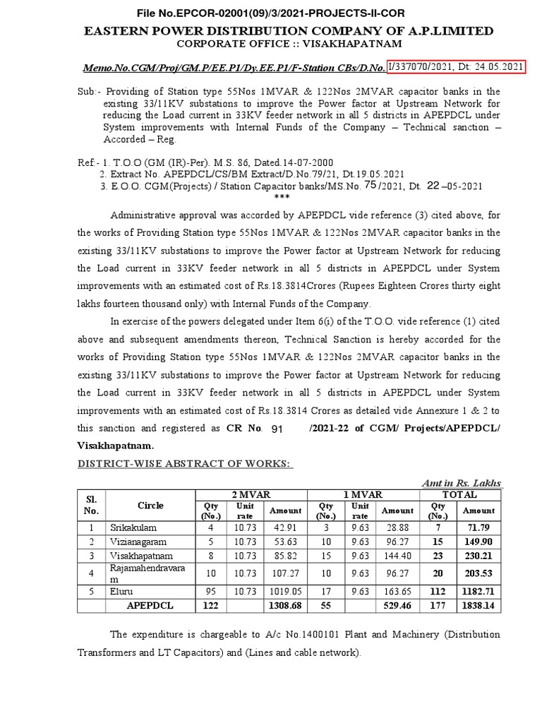 Eastern Power Distribution Company of A.P.Limited PDF Electrical
