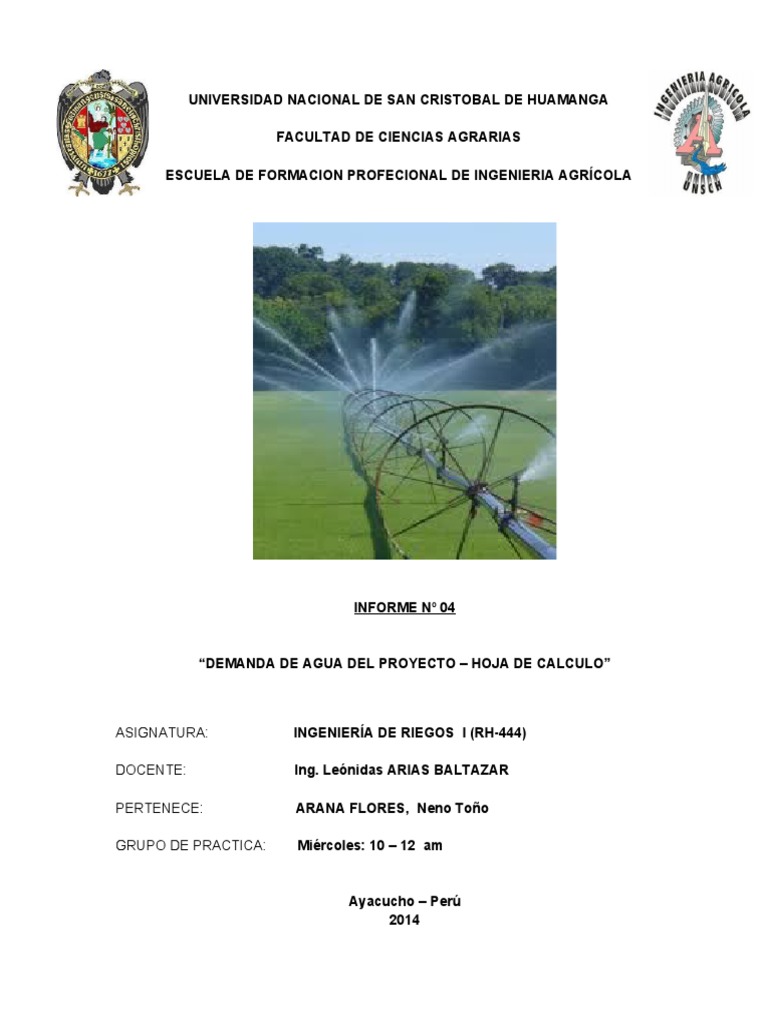 Cálculo de Demanda de Agua para Riego | PDF | Evapotranspiración ...