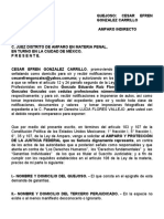 Amparo Indirecto vs. Orden de - Cesar Efren Gonzalez Carrillo