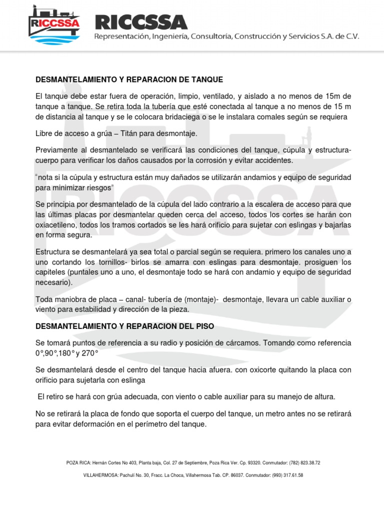 Procedimientos API 653 REPARACION | PDF | Tanques | Soldadura