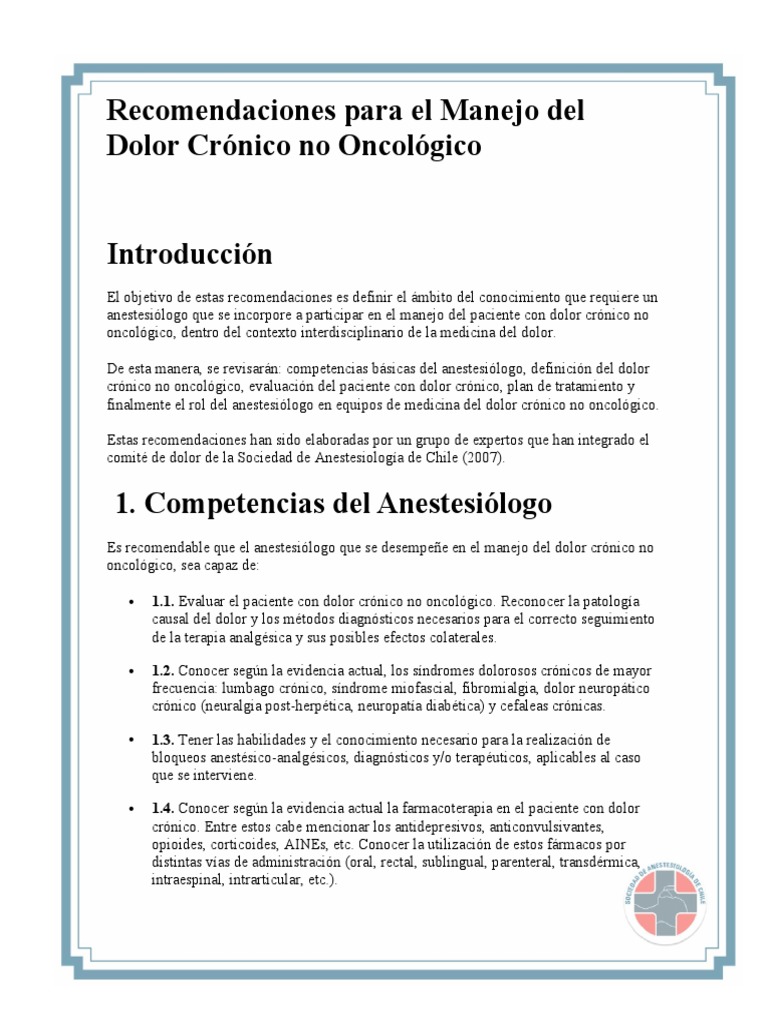 Manejo del Dolor Crónico No Oncológico | PDF | Dolor | Antidepresivo