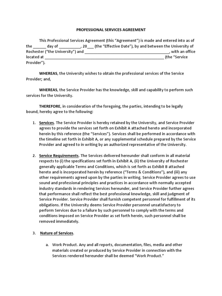 University Professional Services Agreement | PDF | Proprietary Software ...