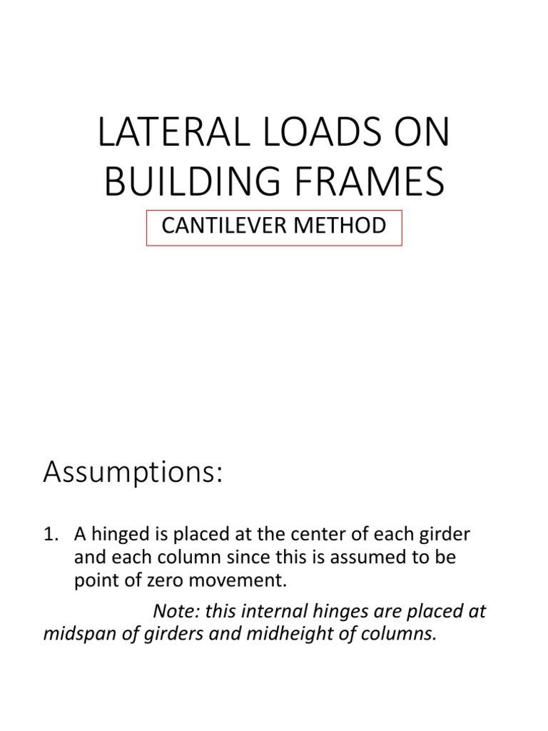 Lateral Loads On Building Frames: Cantilever Method | PDF | Column ...