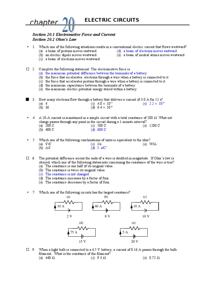 CH 20 | PDF | Series And Parallel Circuits | Electrical Resistance And ...