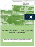 Protocolo Reporte de Cupos e Informacion en SIGE