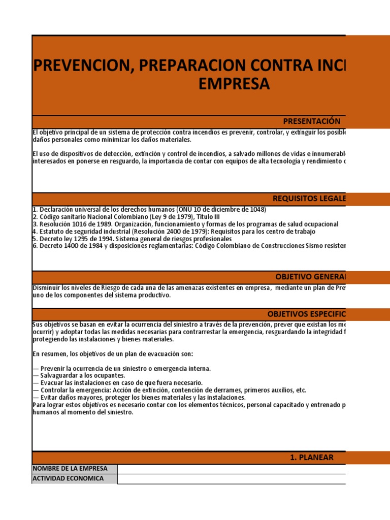 Plan de Emergencia Contra Incendios | PDF | Seguridad y salud ...