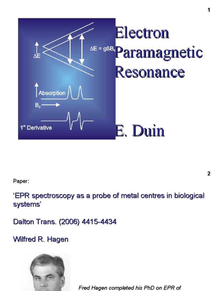 EPR Spectroscopy in Biological Systems | PDF | Orthography | Electron ...