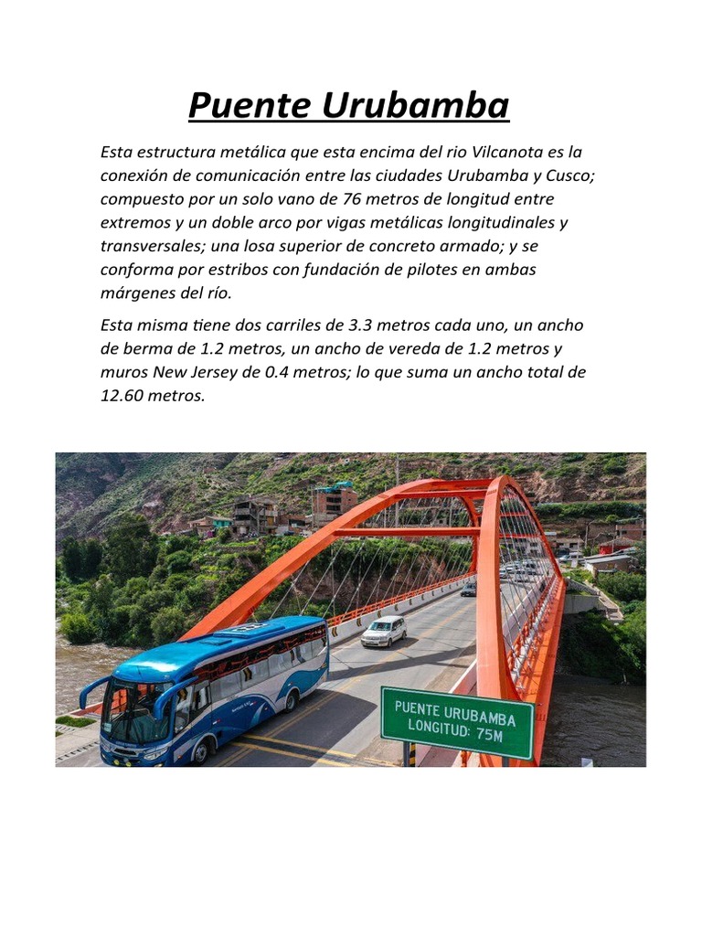 El puente Urubamba una importante conexión vial entre las ciudades de