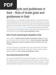 Role of Gods and Goddesses in Iliad