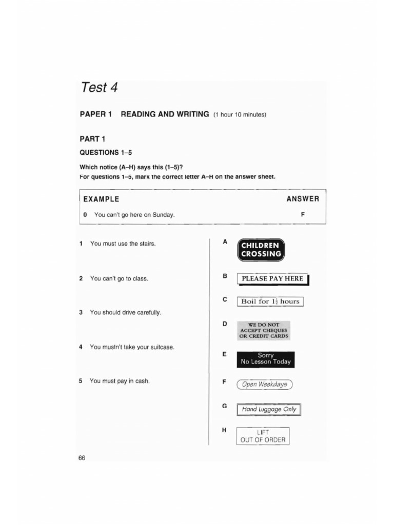 Ket - Book 1 - Test 4 - Questions | PDF