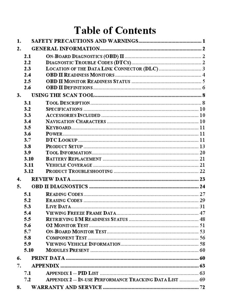 Harbor Freight CenTech CAN OBD II Code Reader EOBD Scanner 98614 PDF